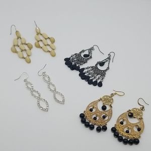 Four pairs of dangle earrings